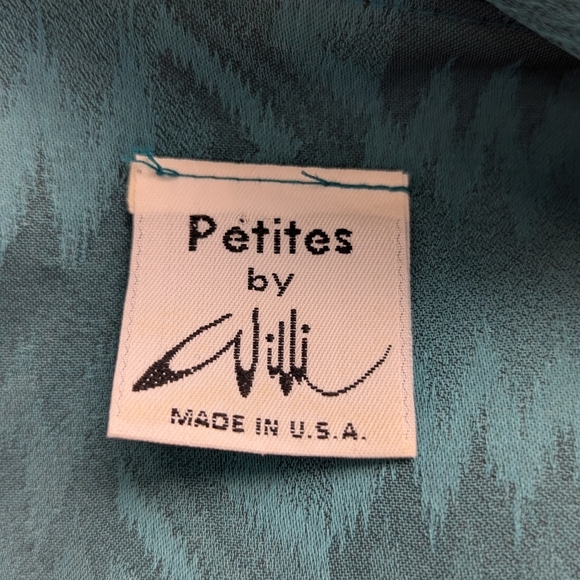 VINTAGE Petites By Willi Sheer Monochrome Belted Blouson 80s Fashion Midi Dress - Picture 12 of 12